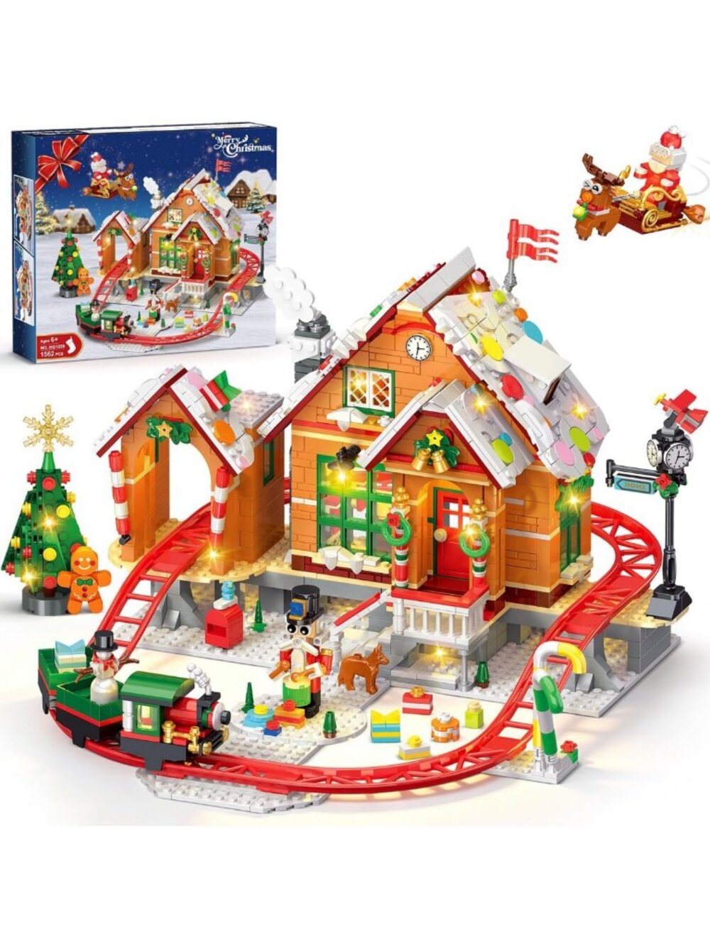 2026 Christmas Gingerbread House Roller Coaster Set with Lights - Fun Holiday